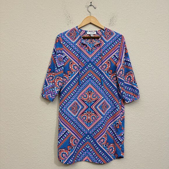 Coolibar Oceanside Tunic Dress Multi Geometric UPF 50+ Swim Coverup - Picture 1 of 11